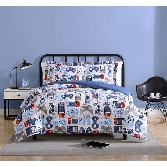 Gamer Blue Grey 2-Piece Ultra Soft Microfiber Comforter Set - Twin