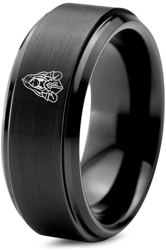 Gamer Blue Tungsten Metallic Black Couple Rings Colorful Dainty Engagement Ring Mom Men