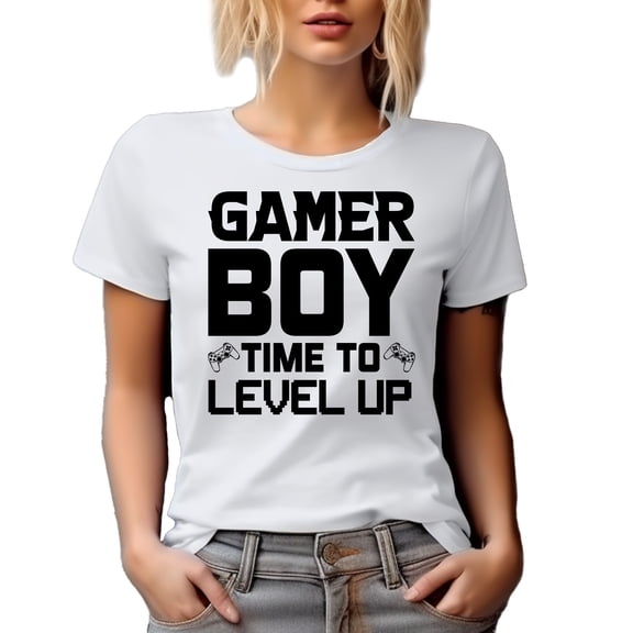 Gamer Boy, Time to Level Up, Video Gaming Lover or Enthusiast, White T-Shirt, 3XL