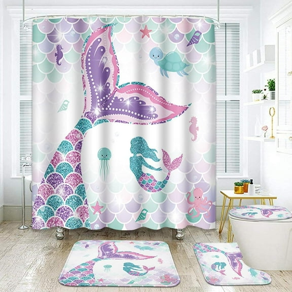 Gamer Boys Girls Bathroom Set with Shower Curtain and Rugs Accessories, Cute Kids Shower Curtain Set, Computer Child Play Game Shower Curtain for Bathroom, Level Up Bathroom Decor 4 Pcs