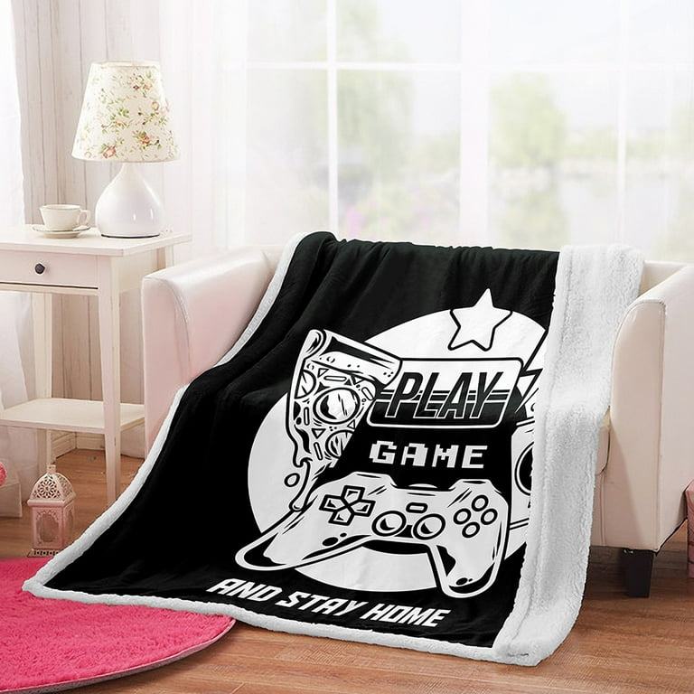 Gamer Boys Throw Blanket Gaming Video Games Bed Blanket for Teens Kids Game Room Decor Plush Blanket Novelty Gamepad Action Buttons Joysticks Soft Fuzzy Sherpa Throw Blanket Camping Blankets Walmart.c...