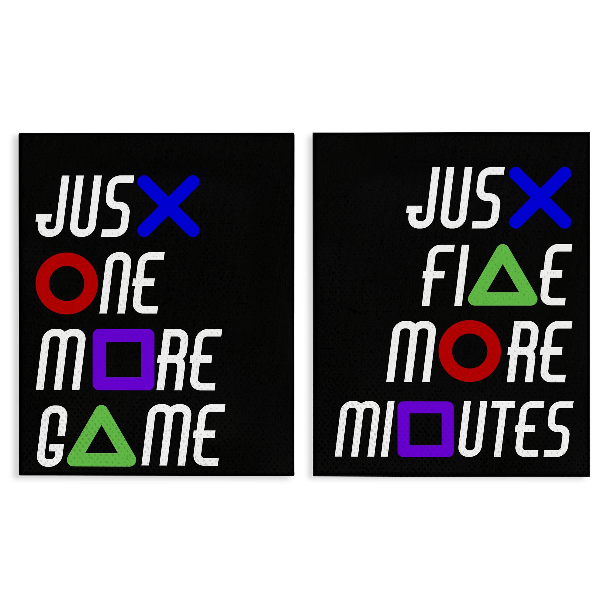Gamer Button Symbols Phrases 2 Piece Canvas Wall Art Set, design by Kim Allen