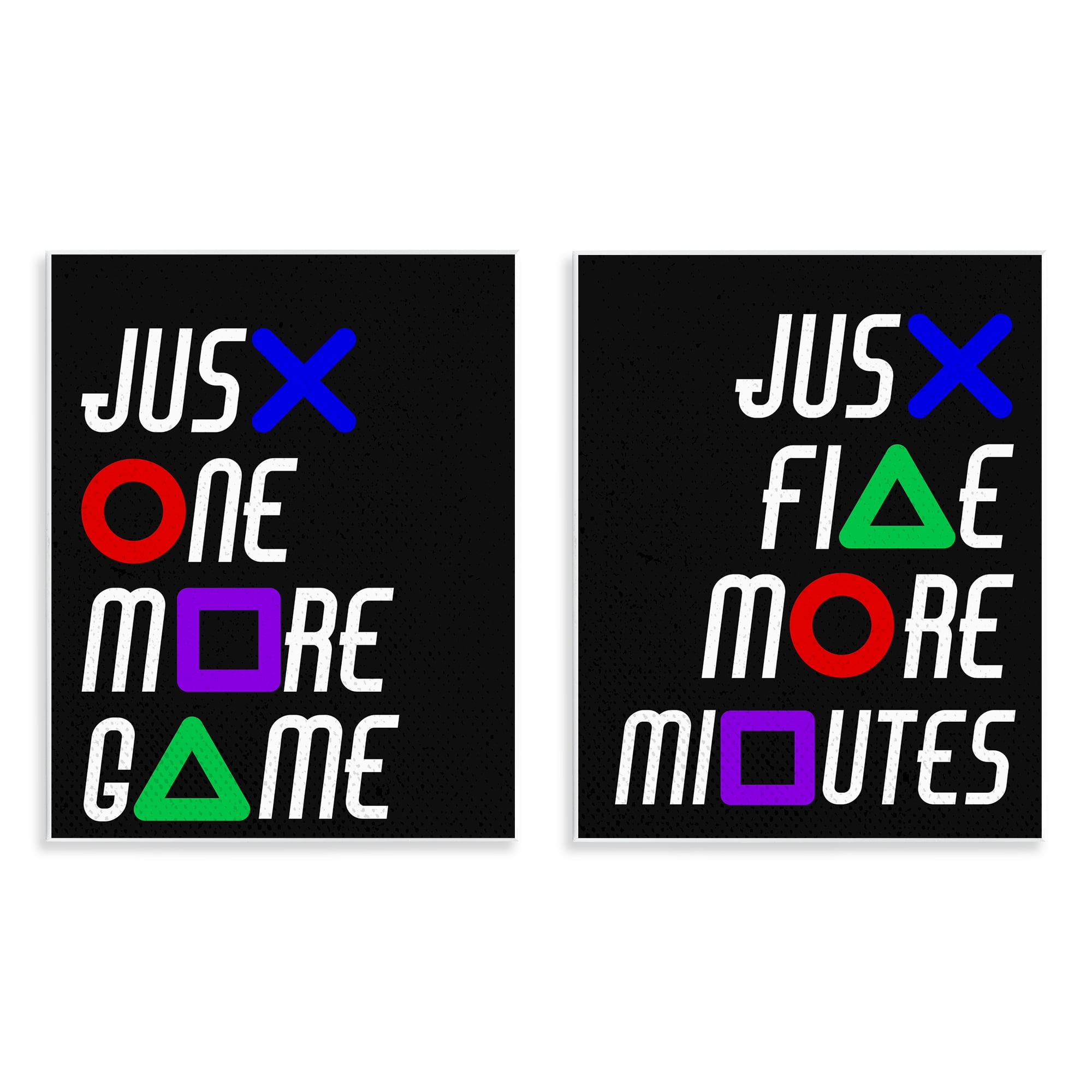 Gamer Button Symbols Phrases 2 Piece Wall Plaque Art Set, design by Kim Allen