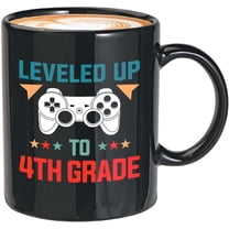 Gamer Coffee Mug 11Oz Black - Leveled Up To 4th Grade - Primary School Student Elementary Video Game Gaming Son Daughter from Mom Dad