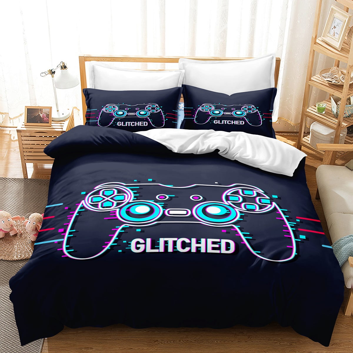 Gamer Comforter Cover Set for Boys Gaming Bedding Set Twin Full Queen King Size ,Video Game