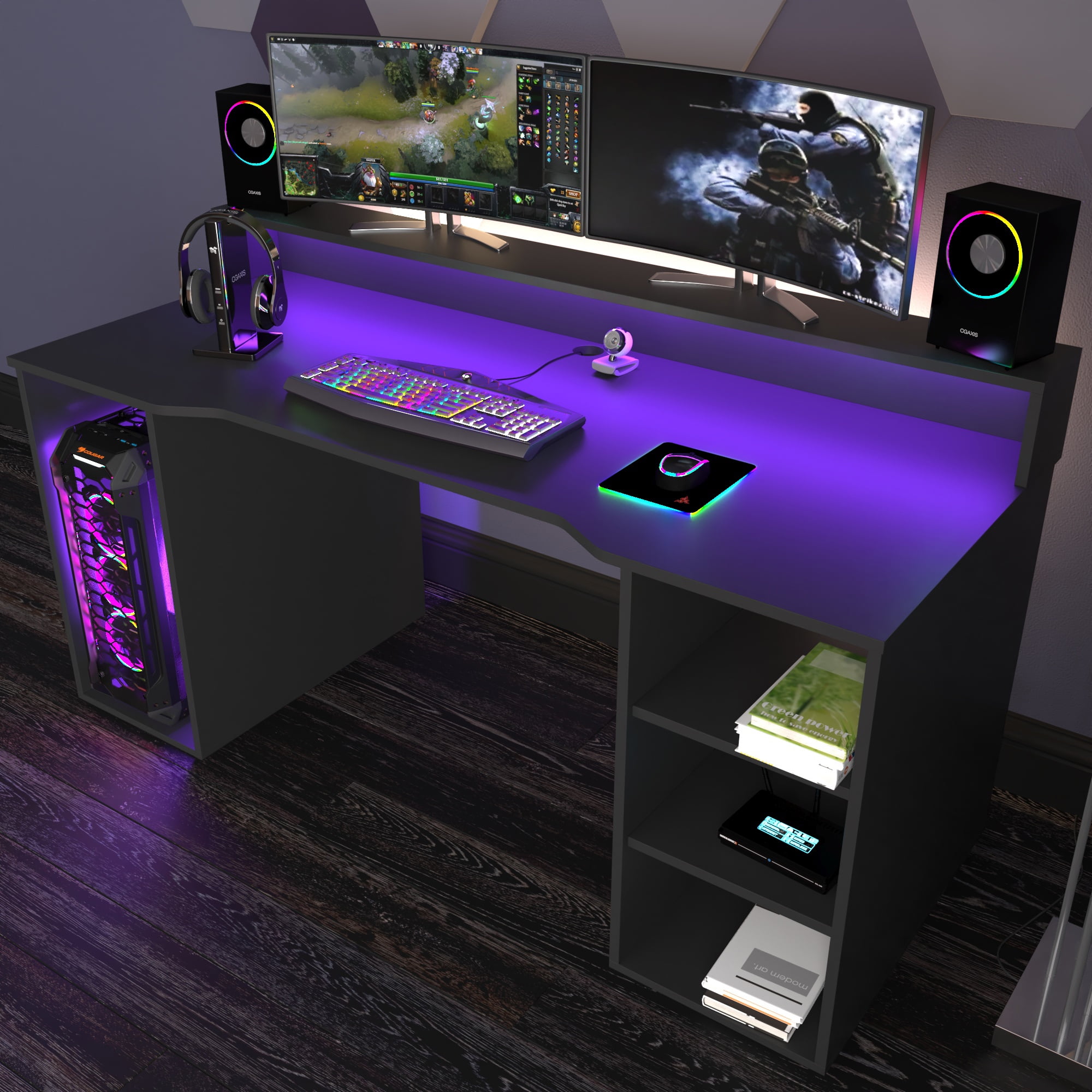 Stream gaming desk 157x60x145cm Black