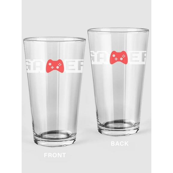 Gamer Controller Logo Pint Glass -SPIdeals Designs, 16 oz Transparent Glass