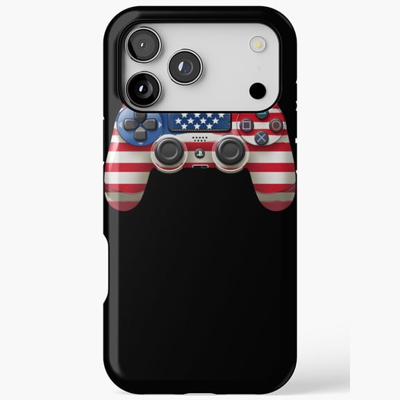 Gamer Controller USA Flag Skin for iPhone Case 11 to 17 Pro Max