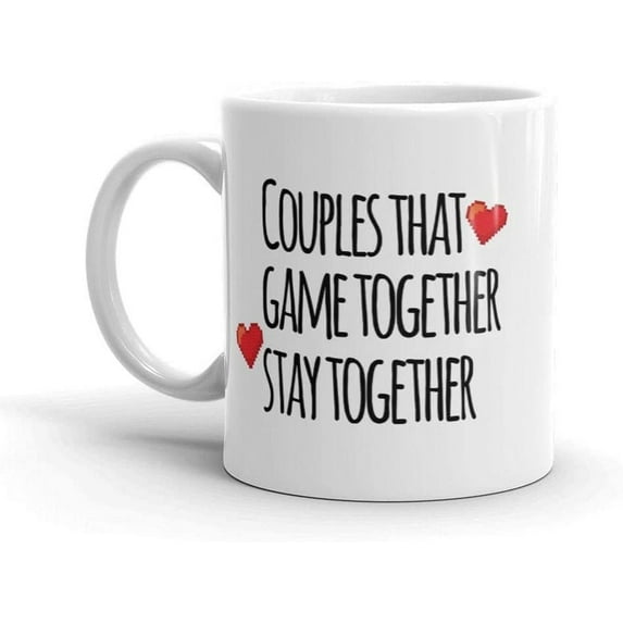 Gamer Couple Gifts- Couples that Game together Stay Together- Gamer Mug Gift For Fiance, Lovers Couple Mugs Cute Wedding Holiday Present Coffee Mug Gifts for Wife Anniversary Mug