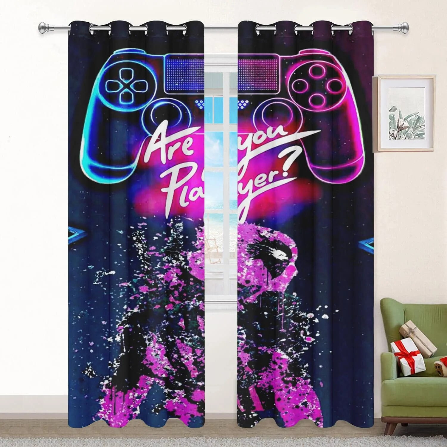 Gamer Curtains For Boys Bedroom Gaming Room Decor Window Curtains
