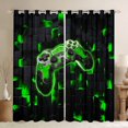 thumbnail image 1 of Gamer Curtains Game Console Curtains & Drapes Black and Green Gamepad Gaming 30%-50% Blackout Curtains 3D Cool Gamer Controller Window Curtains 52''Wx84''L, 1 of 6