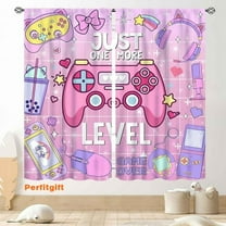 Gamer Curtains for Girls Boys Room, Cute Pink Gaming Controller Anime Gamer Window Drapes for Kids Teens Living Room Bedroom Playroom Decor Gamepad Video Game Room 2 Panels, 84"x63" Inch