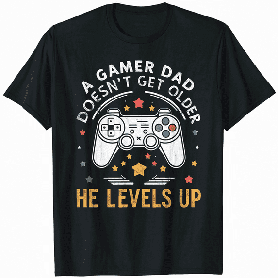 Gamer Dad Doesnt Get Older Levels Up Birthday For Men T-Shirt