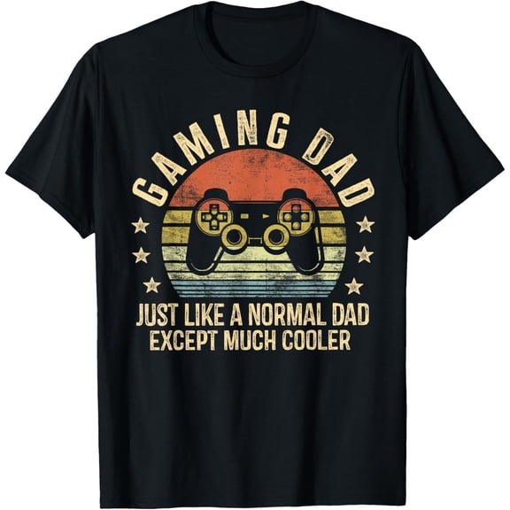 Gamer Dad Father's Day Gaming Gifts Black Men's Modern Casual Gaming T-Shirt