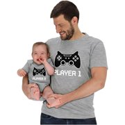 HOMEZY Gamer Dad and Baby Matching Outfits Gifts for New Dads Player 1 & Player 2 Funny Fathers Day Daddy and Me Outfits