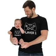 ZIBTES Gamer Dad and Son Matching Shirts Fathers Day Player 1 & 2 Daddy and Me Outfits