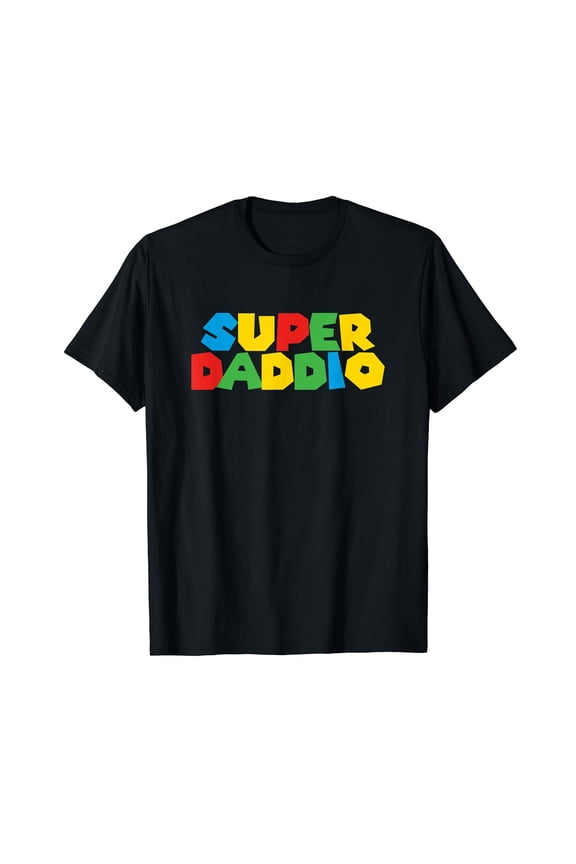 Gamer Daddio Funny Super Dad Funny Fathers From Wife & Kids Black T-Shirt