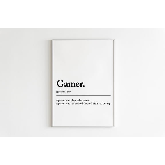 Gamer Definition Wall Art Print, Boys Bedroom Typography And Gaming Room Decor
