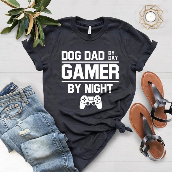 Gamer Dog Dad Shirt, Shirts, Dog Dad Shirt, Dog Dad By Day Gamer By Night Shirt, Best Dog Dad Ever Shirt, Gamer Dad Shirt TSHIRT All Size S-5XL