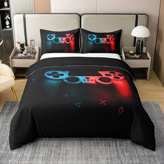 Gamer Duvet Cover,Gaming Comforter Cover Full,Cool Games Gamepad Bedding Set Teen Game Room Decor Bed Cover,Video Game Controller (No Comforter)