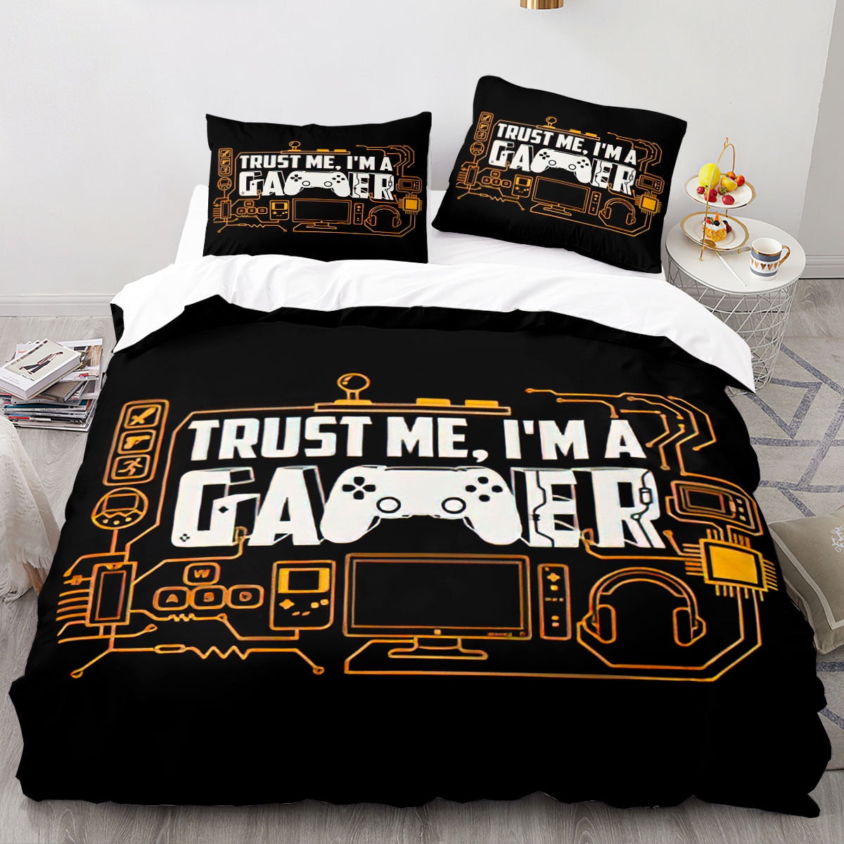 Gamer Duvet Cover Gaming Bedding Set Video Game Fluorescent Comforter