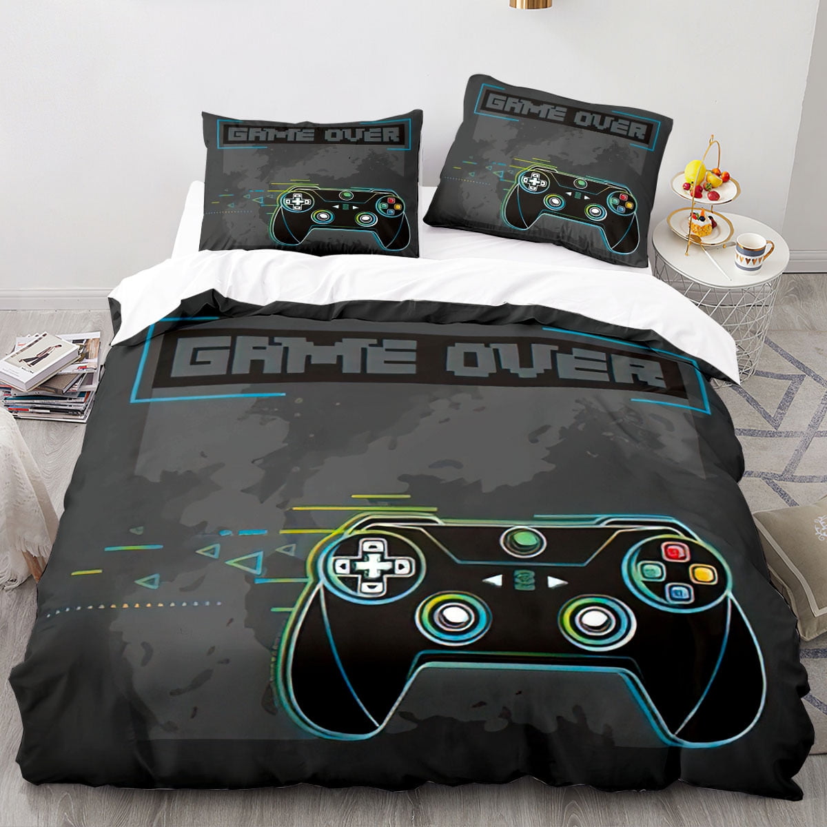 Gamer Duvet Cover Gaming Bedding Set Video Game Fluorescent Comforter