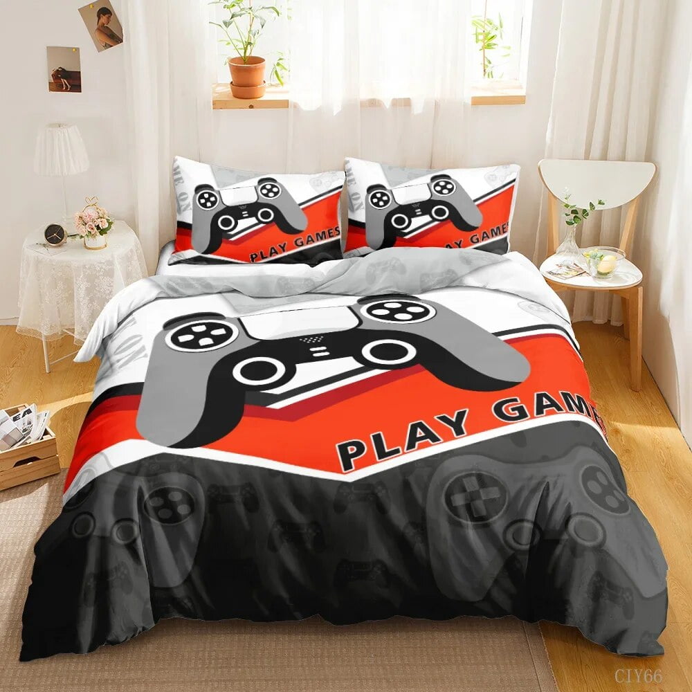 Gamer Duvet Cover Set Kids Boys Teens Video Game Controller Gamepad
