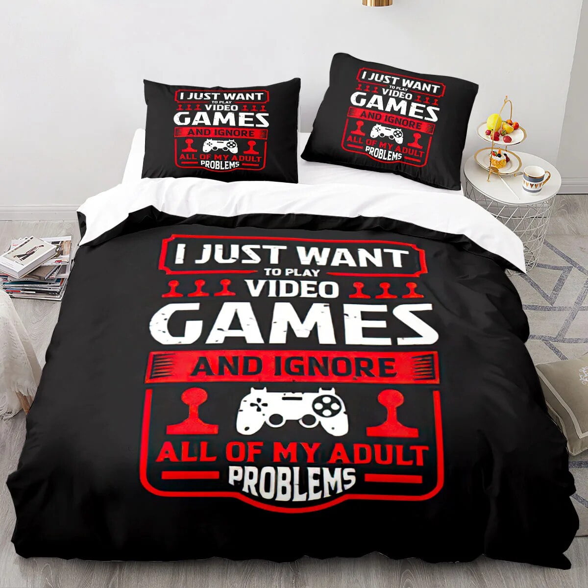 Gamer Duvet Cover Set Video Game Gaming Boys Gamepad Action Blue