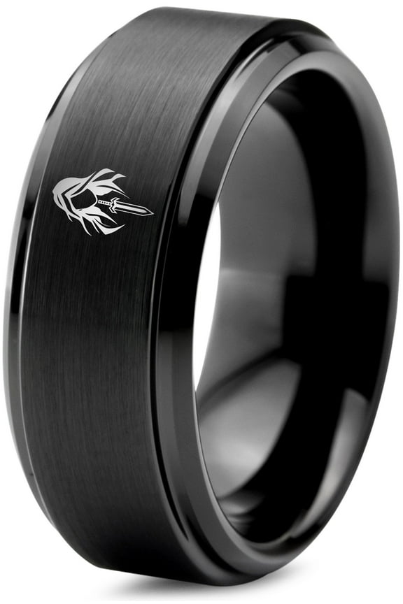 Gamer Engagement Rings Black Wedding Band Men Tungsten Unique Gifts for Her Future Mrs 60th Anniversary Gift