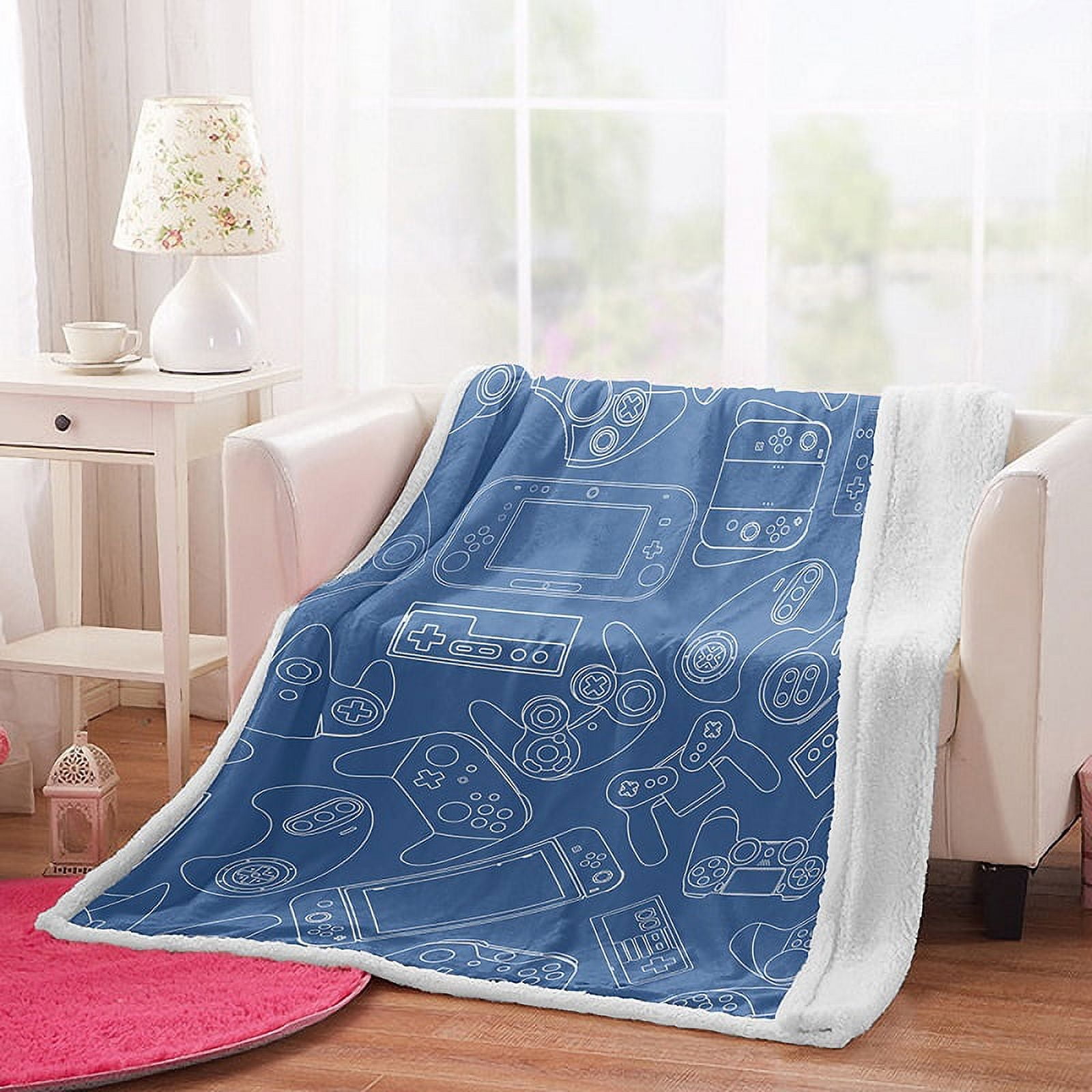 Gamer Fleece Blanket for Couch Sofa Video Games Throw Blanket for Boys