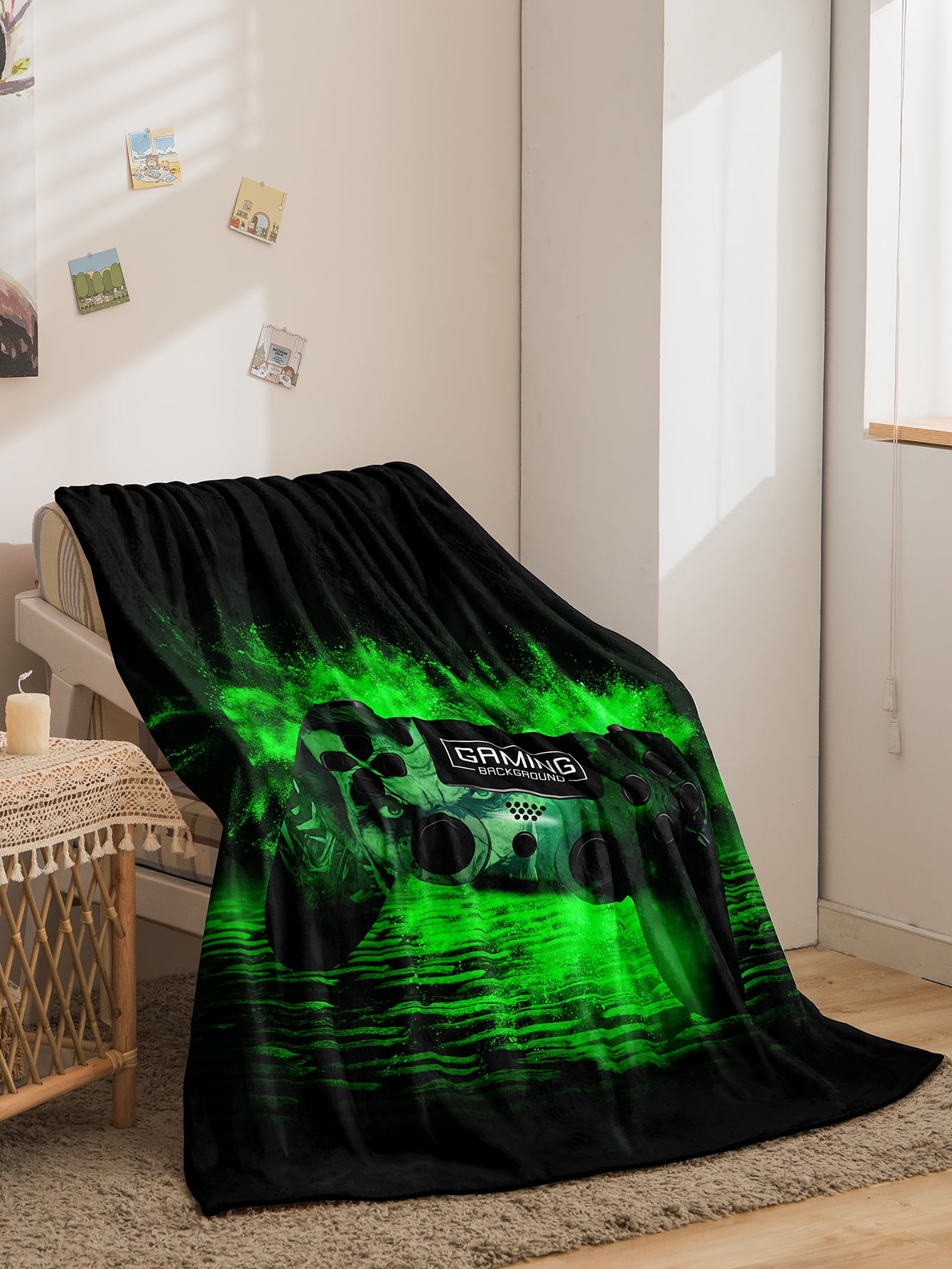 Gamer Fleece Blanket for Couch Sofa Video Games Throw Blanket for Boys