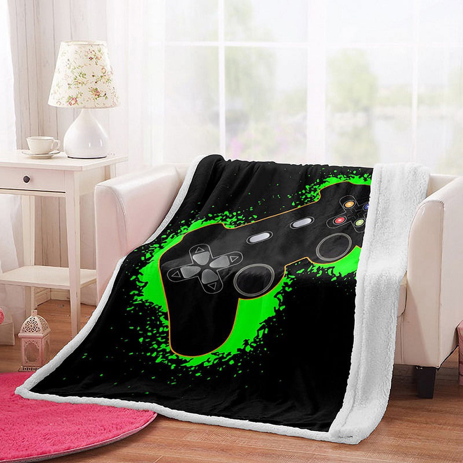 Gamer Fleece Blanket for Couch Sofa Video Games Throw Blanket for Boys