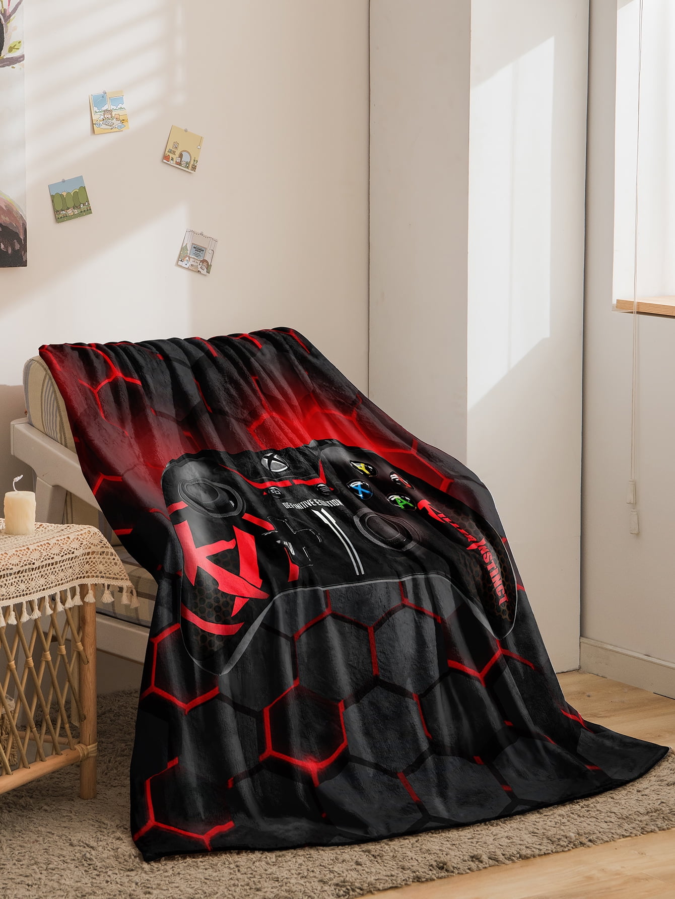 Gamer Fuzzy Throw Blanket Gaming Fleece Blankets and Throws for Kids Boys Teens Video Game