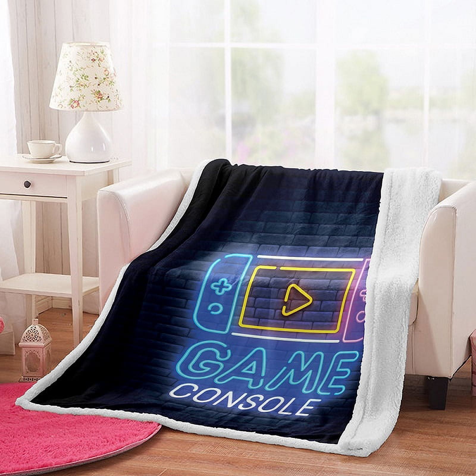 Gamer Fuzzy Throw Blanket Gaming Fleece Blankets and Throws for Kids Boys Teens Video Game
