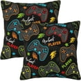 thumbnail image 1 of Gamer Gaming Farmhouse Throw Pillow Covers 18x18 Inch Fall Pillow Case Soft Pillowcase Cushion Covers Set of 2 for Sofa Bed Bedroom Car Chair Living Room Home Decorative, 1 of 6