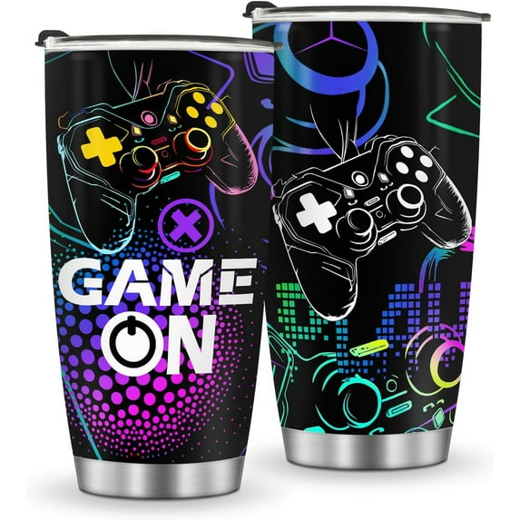 Gamer Gaming Gamepad Mug Tumbler Gifts for Kids Boys Teen Son Game Controller Coffee Cup for Husband Father Dad Birthday Halloween Christmas Presents Tumbler 20oz Stainless Steel
