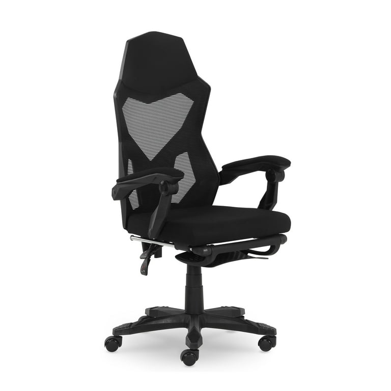 Gamer Gear Gaming Office Chair with Extendable Leg Rest, Black Fabric