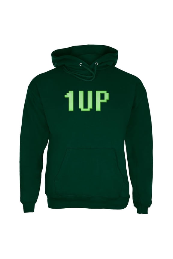 Gamer Geek Birthday 1 Up Extra Life Mens Hoodie Forest Green MD