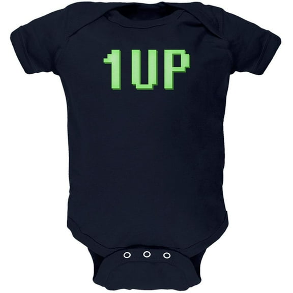 Gamer Geek Birthday 1 Up Extra Life Soft Baby One Piece Navy 12-18 M