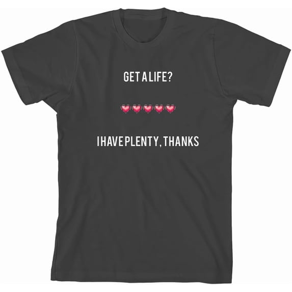 Gamer Get a Life Youth Charcoal Crew Neck Short Sleeve Tee-XXL