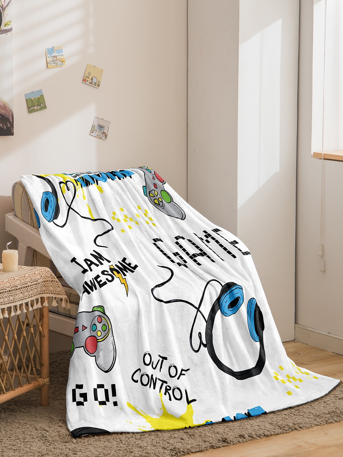 Gamer Gifts Gamepad Throw Blanket Video Game Flannel Blankets Gaming