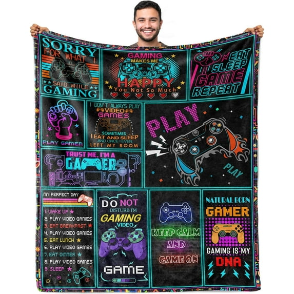 Gamer Gifts, Gifts for Gamers, Gamer Blanket, Cool Gaming Gifts Ideas, Gaming Gifts for Teenage Boys, Gamer Room Decor Gift for Men Boyfriend Teen Boys 60"x 50"