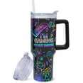 thumbnail image 1 of Gamer Gifts for Men, Gamer Tumbler, 40 oz Gaming Tumbler with Handle and Straw and Leak Proof Lid, Reusable Stainless Steel Insulated Gamer Coffee Mug, Cool Gifts for Gamer, 1 of 5