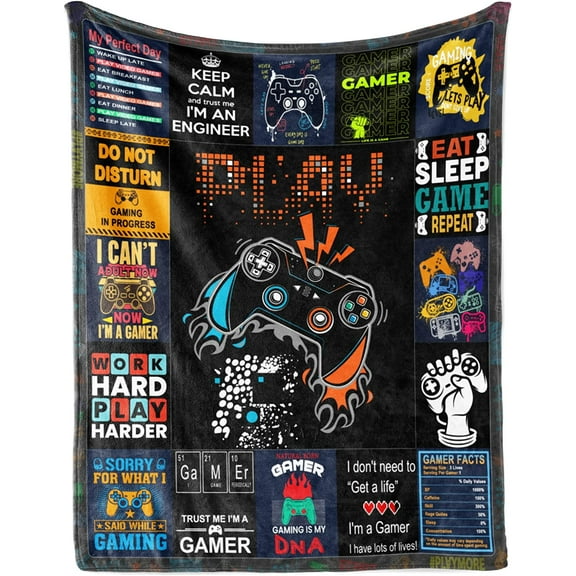 Gamer Gifts - Unique Gifts for Gaming Blanket 60" X 80" - Gifts for Gamers - Video Gaming Gifts for Men - Gamers Gift Idea for Teenage Boys/Men - Game Lover Gift Room Decor Present