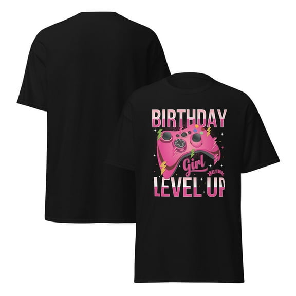 Gamer Girl Birthday T- Shirt, Level Up Tee, Video Game Tee, Birthday Girl Shirt (Black, S)