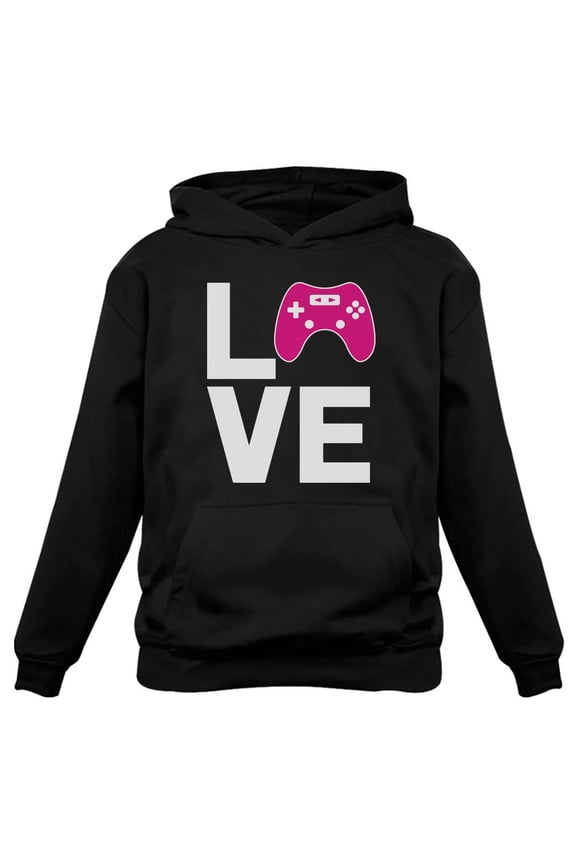 Gamer Girl Hoodie Gifts LOVE Gaming Sweatshirt for Video Gamer Women Hoodie Medium Black