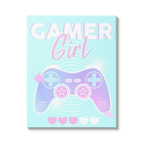 Gamer Girl Pastel Controller Art for Kids Graphic Art Gallery Wrapped Canvas Print Wall Art