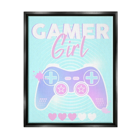 Gamer Girl Pastel Controller Art for Kids Graphic Art Jet Black Framed Art Print Wall Art