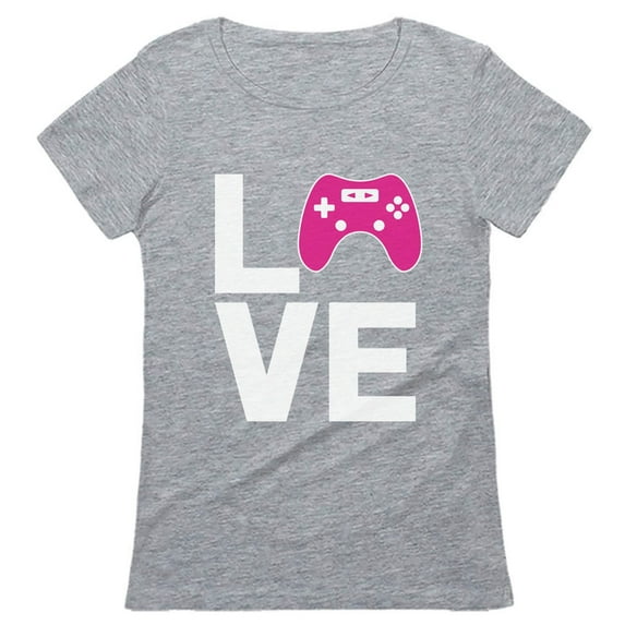 Gamer Girl Shirt Gifts LOVE Gaming Gift for Video Gamer Women T-Shirt XX-Large Gray
