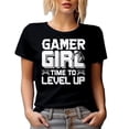 thumbnail image 1 of Gamer Girl, Time to Level Up - Video Gaming Enthusiast feat. a Game Controller, Black T-Shirt, 3XL, 1 of 5